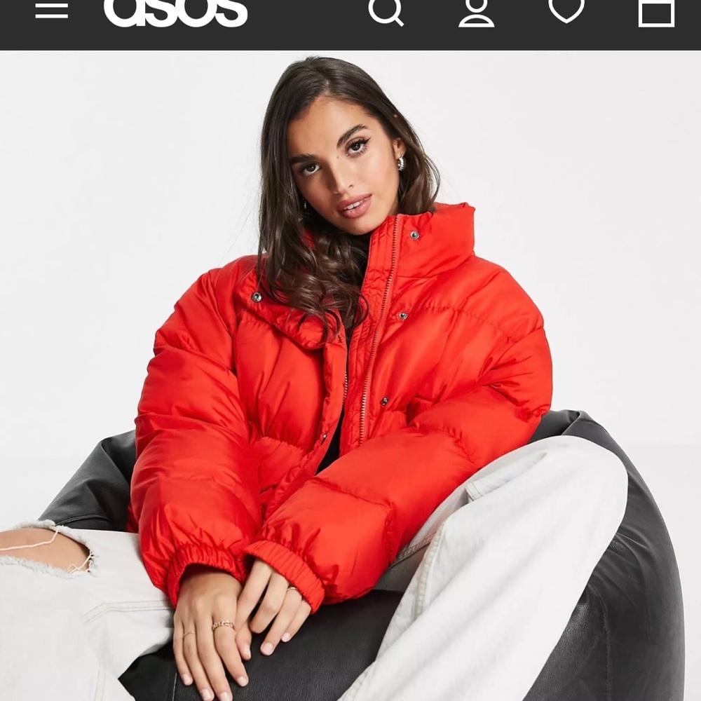 ASOS oversized recycled puffer jacket in red